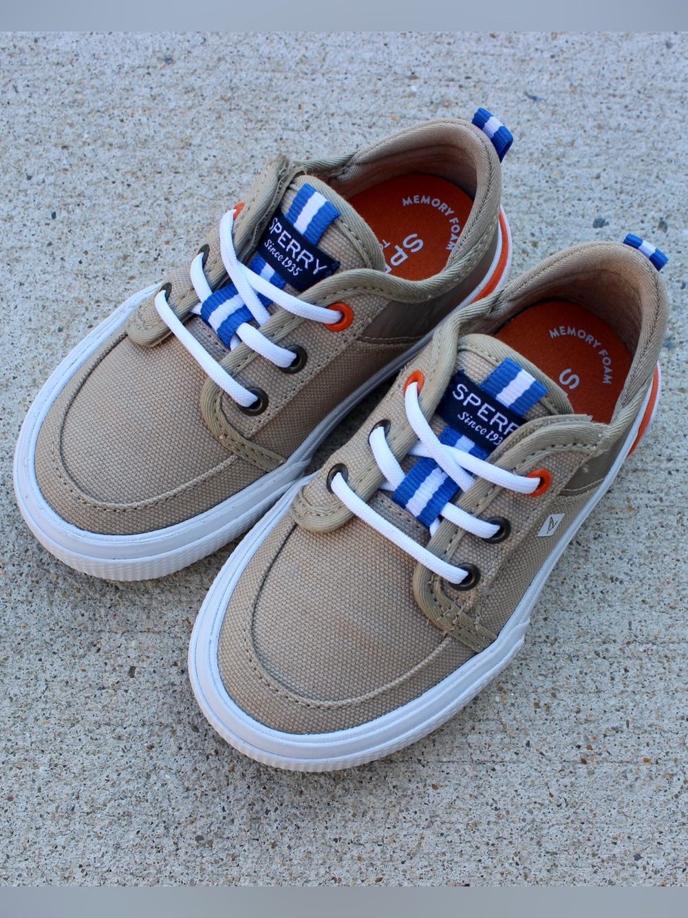 Sperry Kid's Soletide Jr Khaki Toddler Sneakers Sz 7.5